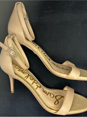 Sam Edelman “Patti” Beige Leather Open-Toe Ankle-Strap Sandal - size 6 Like New